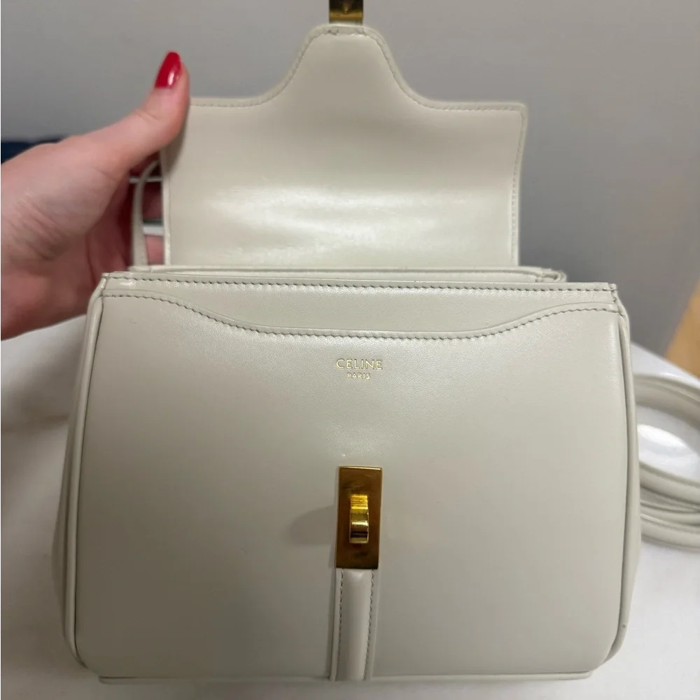 Celine 16 Top Handle Bag Smooth Calfskin Mini Cream